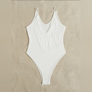 SHEIN Essence Fringe Trim Cami Bodysuit